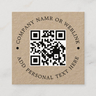Rustic Kraft QR Minimal Business Style Square Business Card