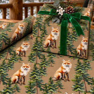 Rustic Kraft Red Male Fox Portrait In The Forest Wrapping Paper