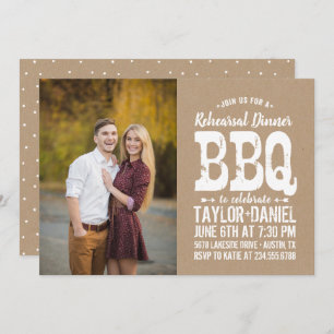 Rustic Kraft Rehearsal Dinner BBQ Photo Invitation