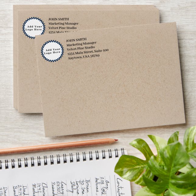 Rustic Kraft Return Address Business Logo Envelope (Stacked)