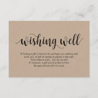 Rustic kraft Script, Black, Wedding Wishing Well