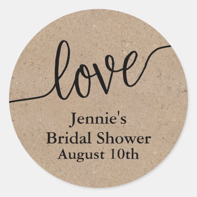 Rustic Kraft Script Bridal Shower Favour Tag (Front)
