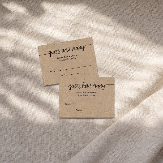 Rustic Kraft Script Guess How Many Game Card (Creator Uploaded)