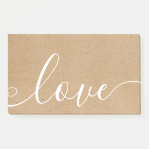 Rustic Kraft Script Love Post-it Notes