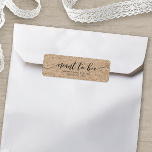Rustic Kraft Script Meant to Bee Wedding Label Return Address Label
