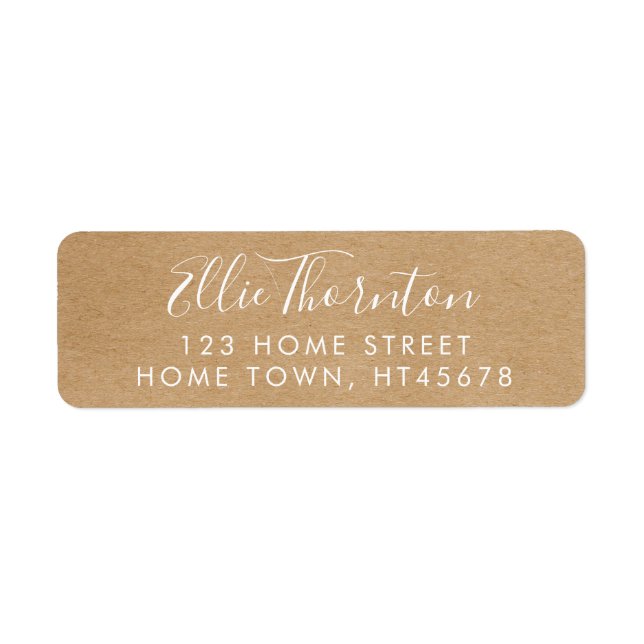 Rustic Kraft Script Name Return Address Label (Front)