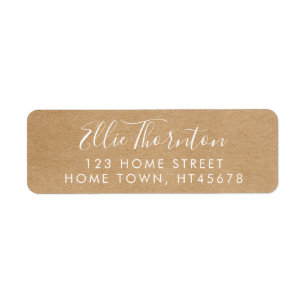 Rustic Kraft Script Name Return Address Return Address Label