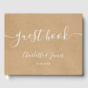 Rustic Kraft Signature Script Wedding Guest Book