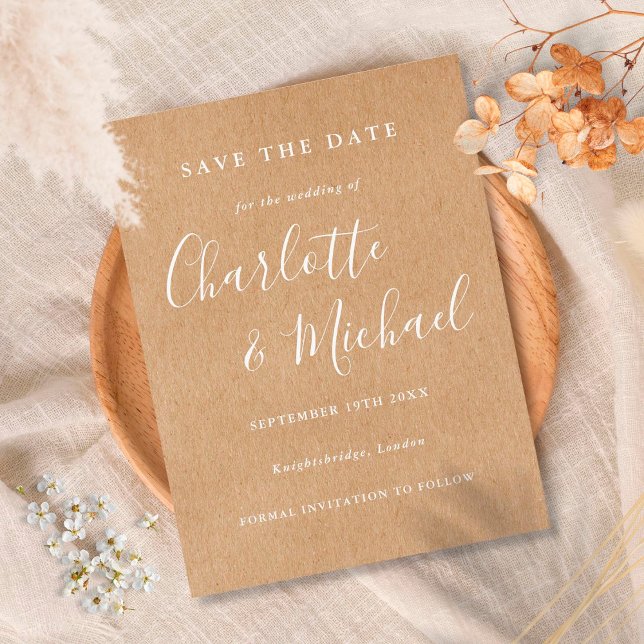 Rustic Kraft Signature Wedding Save the Date Card (Creator Uploaded)