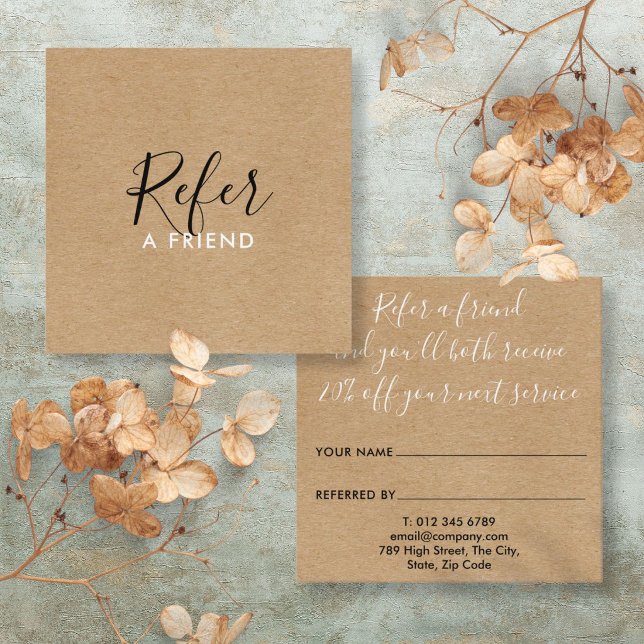 Rustic Kraft Simple Boho Signature Script Referral Card (Rustic Kraft Simple Boho Signature Script Referral Card)