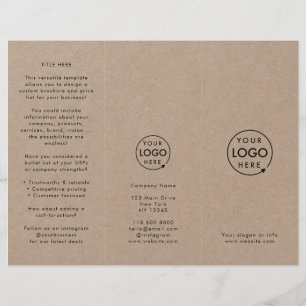 Rustic Kraft Simple Logo Tri-fold Brochure