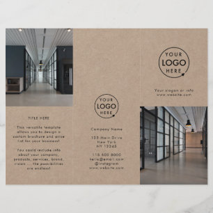 Rustic Kraft   Simple Photo Logo Trifold Brochure
