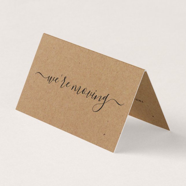 Rustic Kraft Simple Script Change of Address Card (Front)
