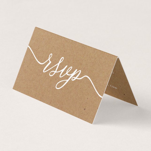 Rustic Kraft Simple Script with Photo RSVP Card (Front)