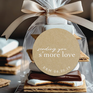 Rustic Kraft Smore Love Personalised Wedding Favou Classic Round Sticker