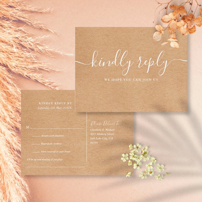 Rustic Kraft Song Request RSVP Postcard (Creator Uploaded)