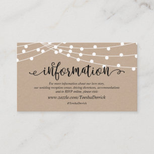 Rustic kraft string light, Wedding Details website Enclosure Card