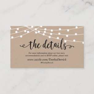 Rustic kraft string lights, Our Details, website Enclosure Card
