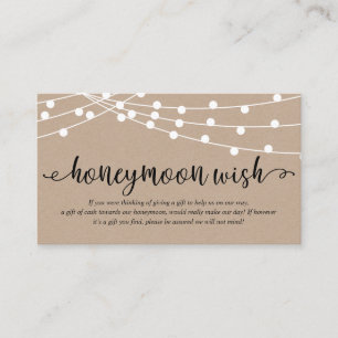 Rustic kraft string lights, Wedding Honeymoon Fund Enclosure Card