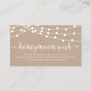 Rustic kraft string lights, Wedding Honeymoon Fund Enclosure Card
