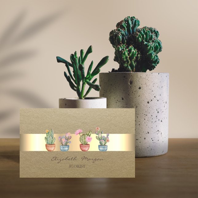 Rustic,Kraft Stripe Succulents Business Card (Creator Uploaded)