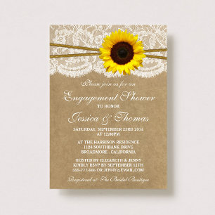 Rustic Kraft Sunflower Engagement Party Or Shower Invitation