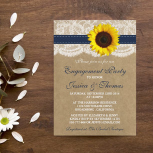 Rustic Kraft Sunflower Engagement Party Or Shower Invitation