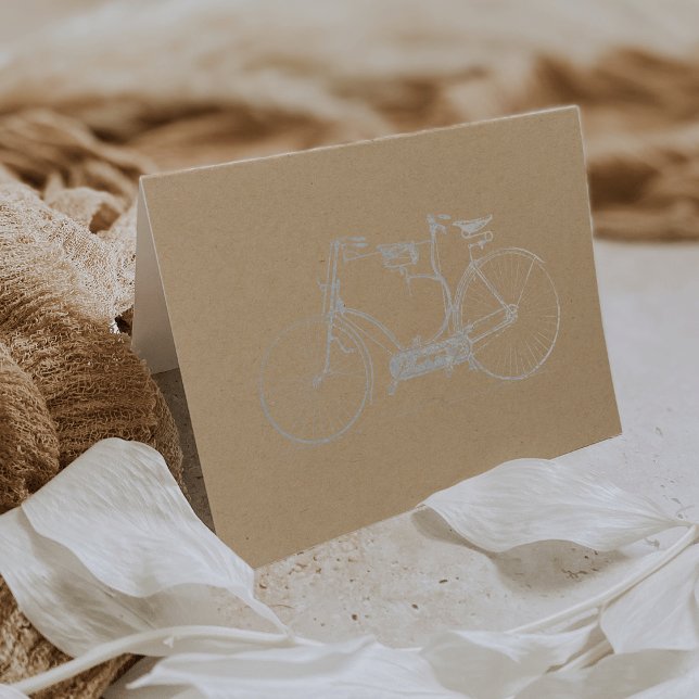 Rustic Kraft Tandem Bicycle | Silver Foil Card (Creator Uploaded)