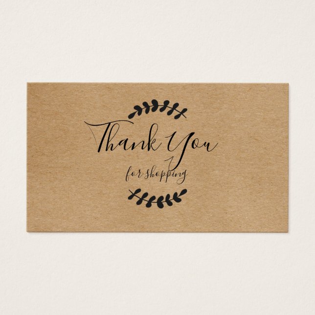 Rustic Kraft Thank You For Shopping Card (Front)