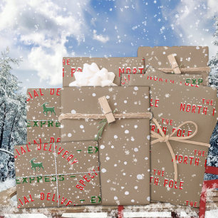 Rustic Kraft The North Pole Special Delivery Wrapping Paper Sheet