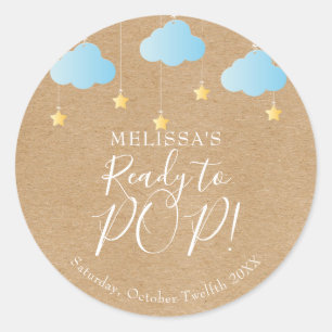 Rustic kraft twinkle twinkle Ready to POP blue Classic Round Sticker