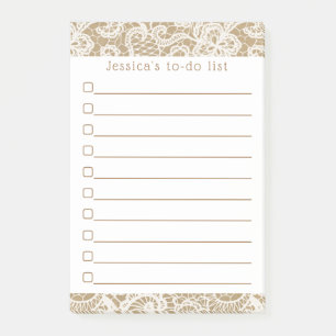 Rustic Kraft & Vintage White Lace Post-it Notes