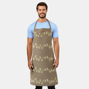 Rustic Kraft Warm White Christmas String Lights Apron