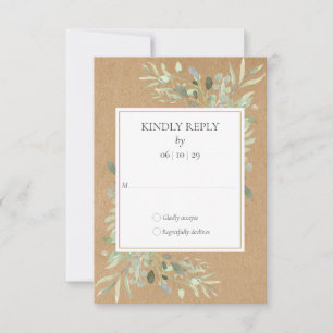 Rustic Kraft Watercolor Greenery RSVP
