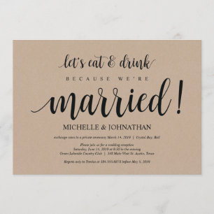 Rustic Kraft Wedding Elopement Reception Invites
