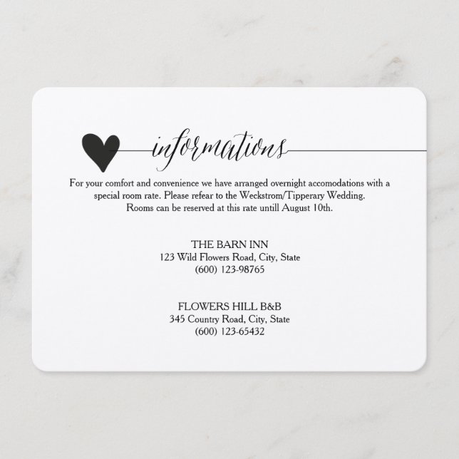 Rustic Kraft Wedding enclosure, heart calligraphy Enclosure Card (Front)