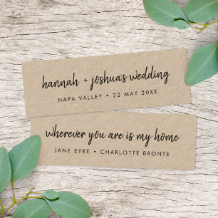 Rustic Kraft Wedding Favour Bookmark Card