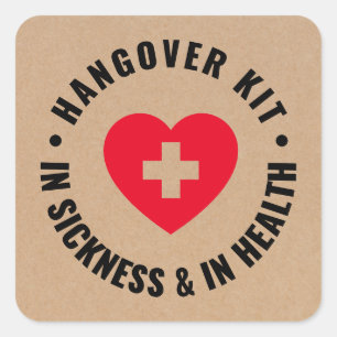 Rustic Kraft Wedding Hangover Recovery Kit  Classi Square Sticker