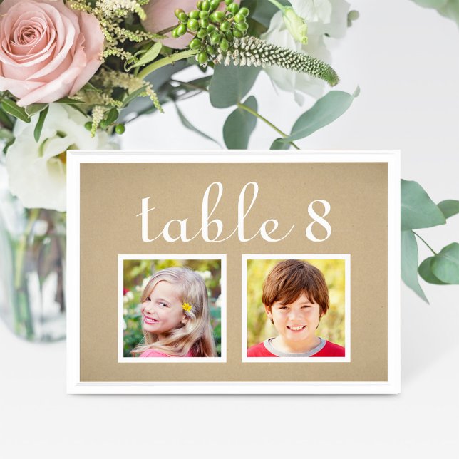Rustic Kraft Wedding Photo Table Number (Creator Uploaded)