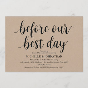 Rustic Kraft Wedding Rehearsal Dinner Invites
