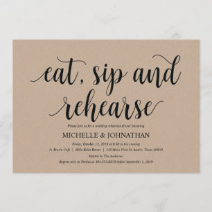 Rustic Kraft Wedding Rehearsal Dinner Invites