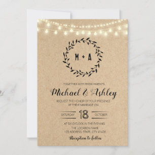 Rustic kraft wedding theme invitation