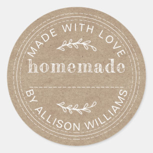 Rustic Kraft White Homemade Baked Goods Classic Round Sticker