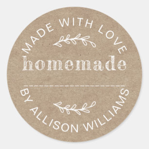 Rustic Kraft White Homemade Baked Goods Classic Round Sticker