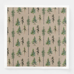 Rustic Kraft Woodland Fir Pine Spruce Tree Forest Napkin
