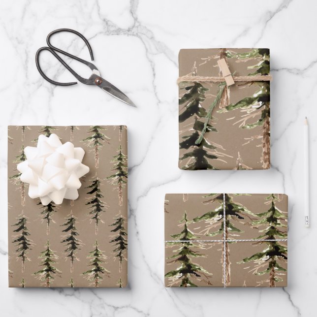 Rustic Kraft Woodland Forest 2 Wrapping Paper Sheet (Front)