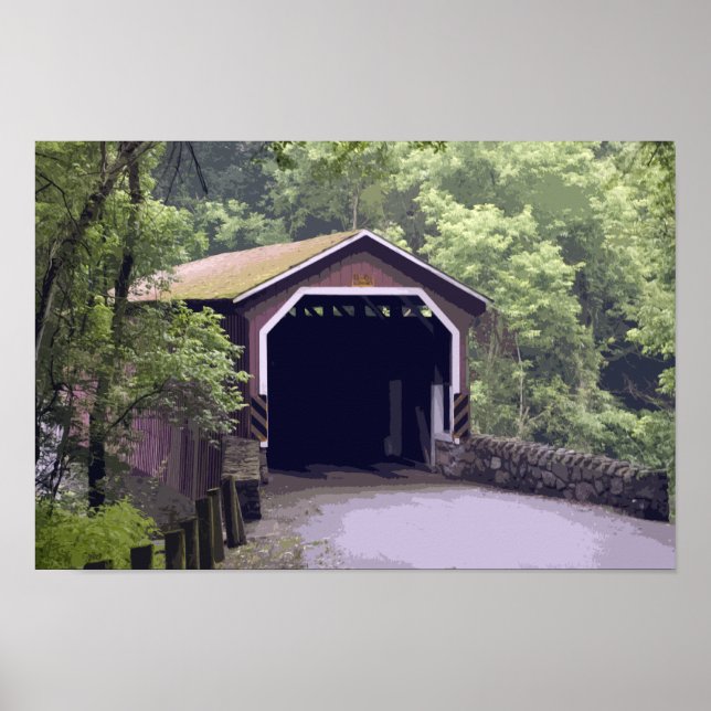 Rustic Kurtz Mill Covered Bridge Lancaster PA Poster (Front)