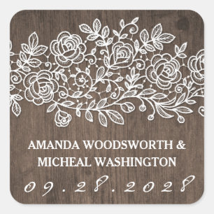 Rustic Lace and Country Wedding Favour Stickers