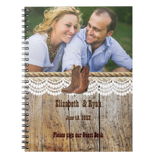 Rustic, Lace and Horseshoes, Guest Book (Front)