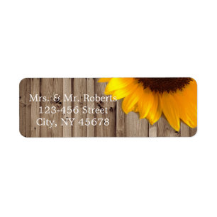 rustic lace barn wood sunflower country wedding return address label